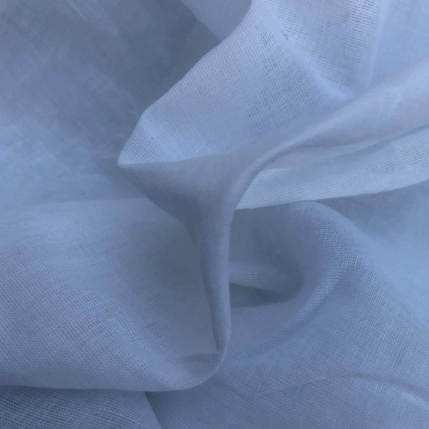 58" White 100% Organic Cotton Voile Woven Fabric By the Yard