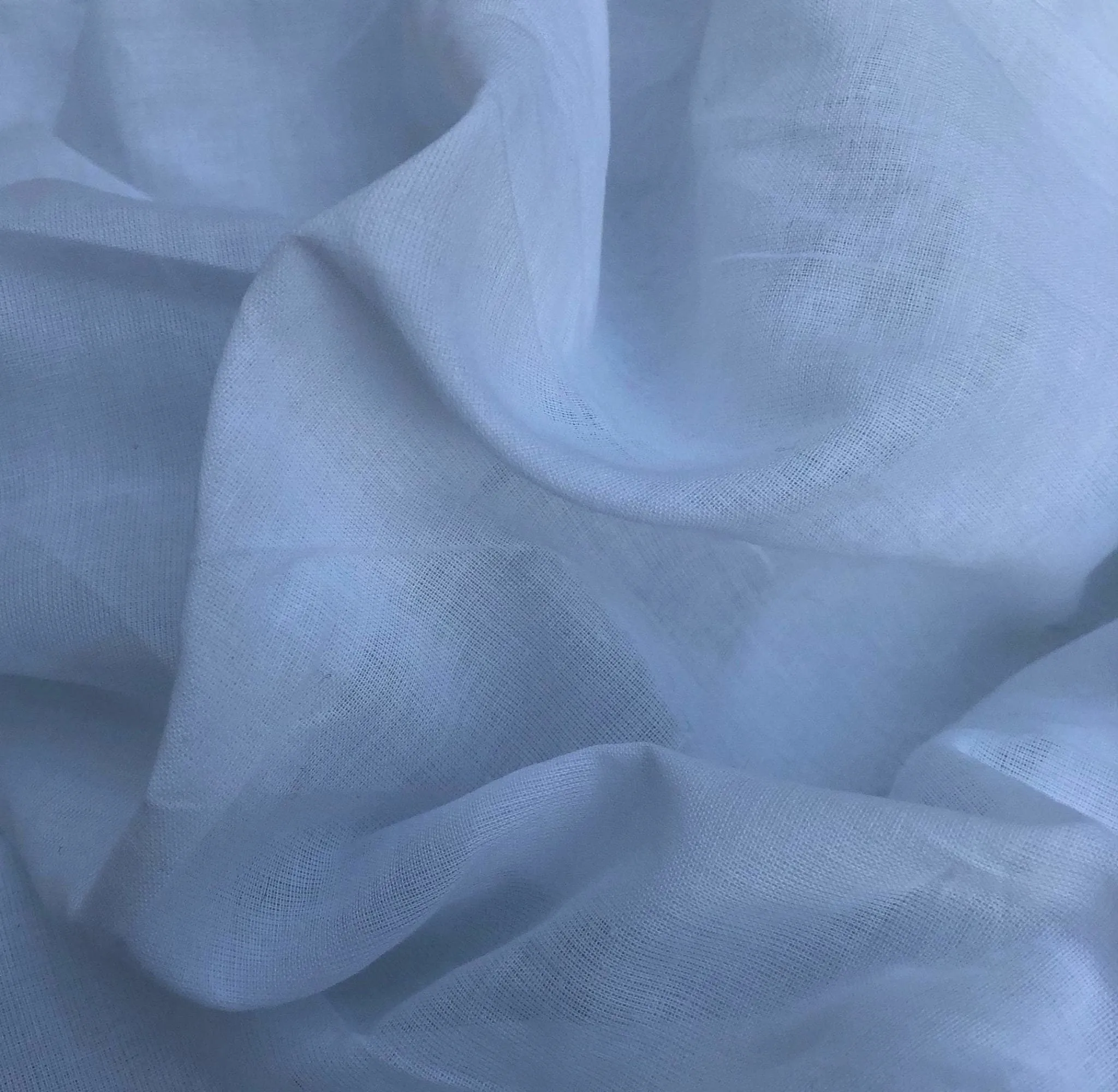 58" White 100% Organic Cotton Voile Woven Fabric By the Yard