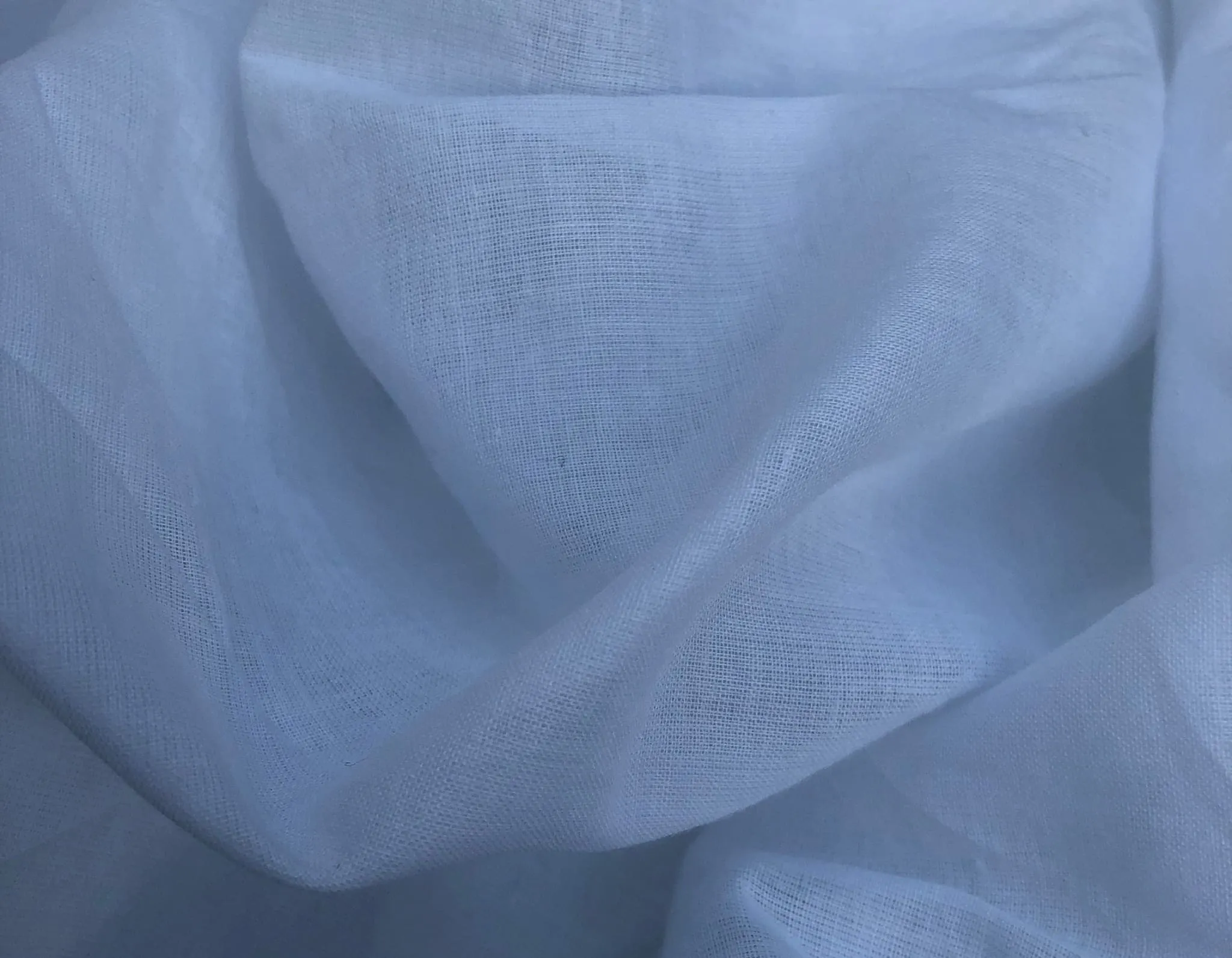 58" White 100% Organic Cotton Voile Woven Fabric By the Yard