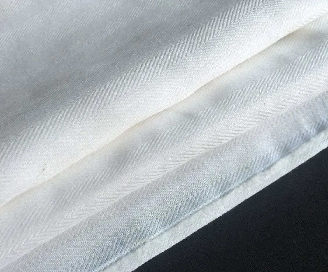 62" PFD White Herringbone Polyester Pocketing Light Woven Fabric By the Yard