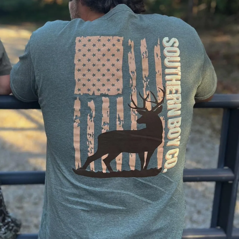 (ADULT) SBC Standing Buck Flag (Military Green) Short Sleeve Adult Tee