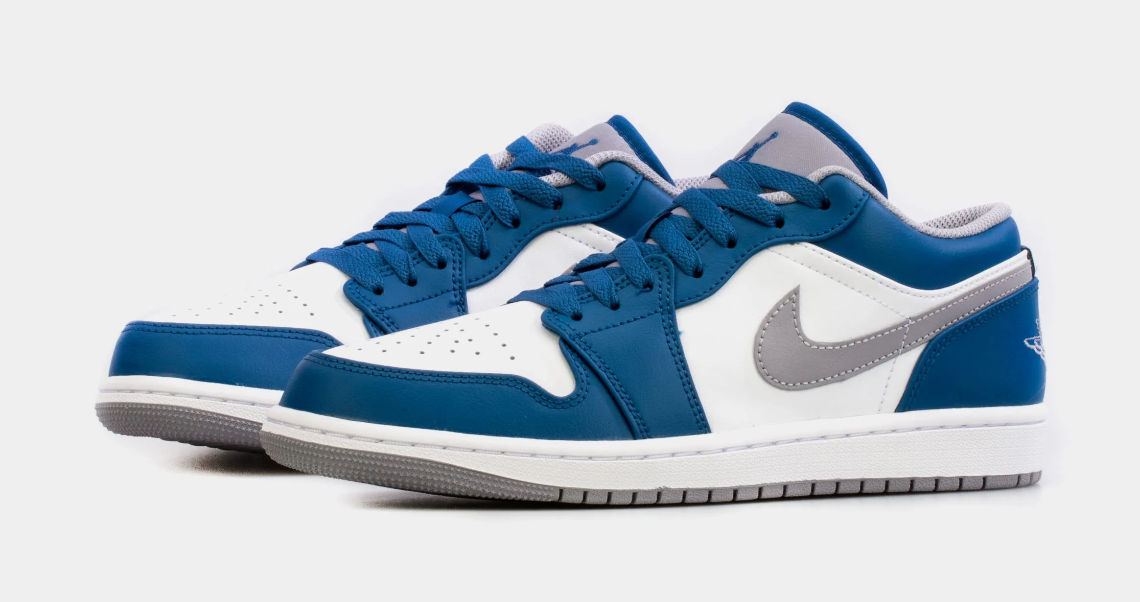 Air Jordan 1 Low True Blue Mens Lifestyle Shoes (White/Blue) Free Shipping