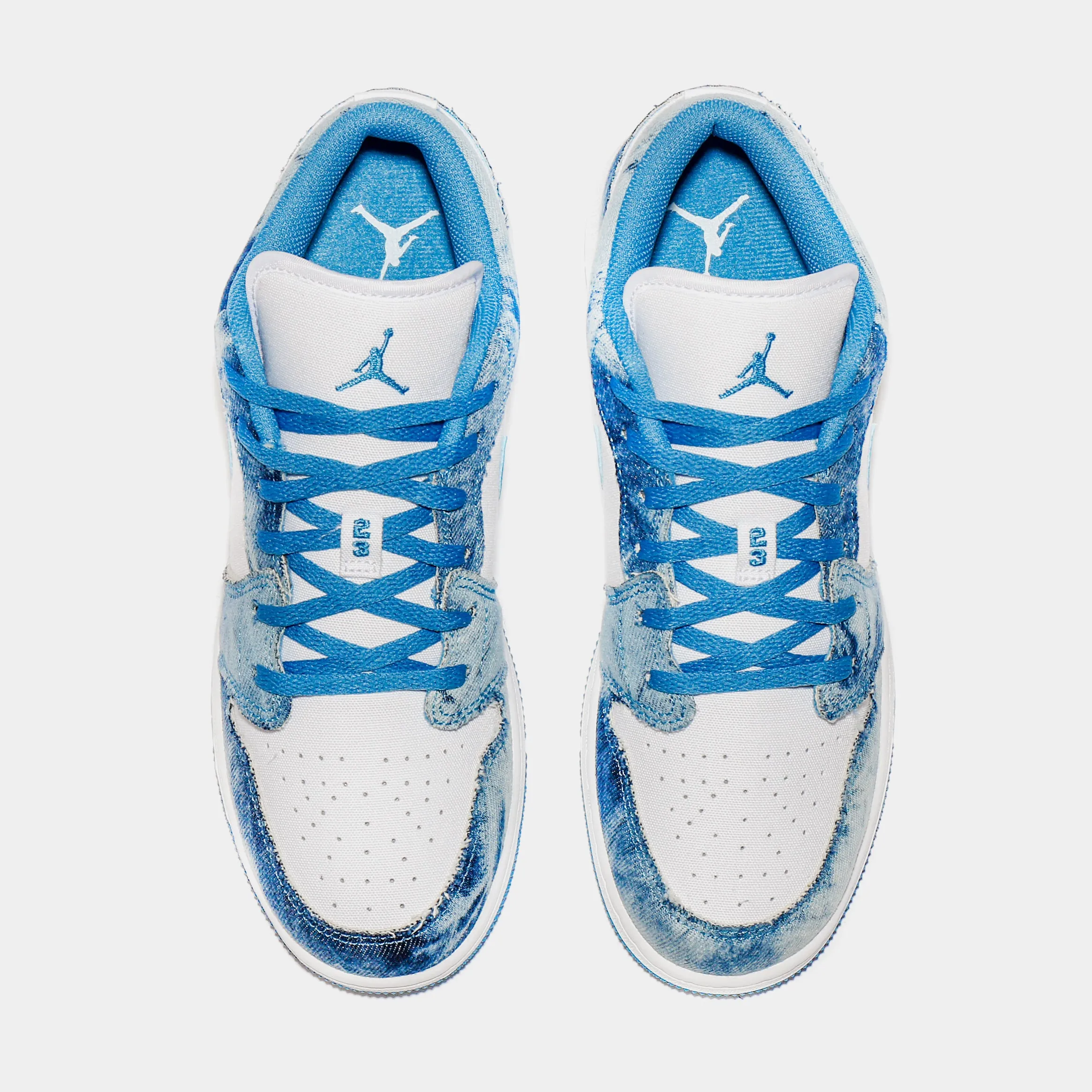 Air Jordan 1 Low Washed Denim Grade School Lifestyle Shoes (Blue/White) Limit One Per Customer