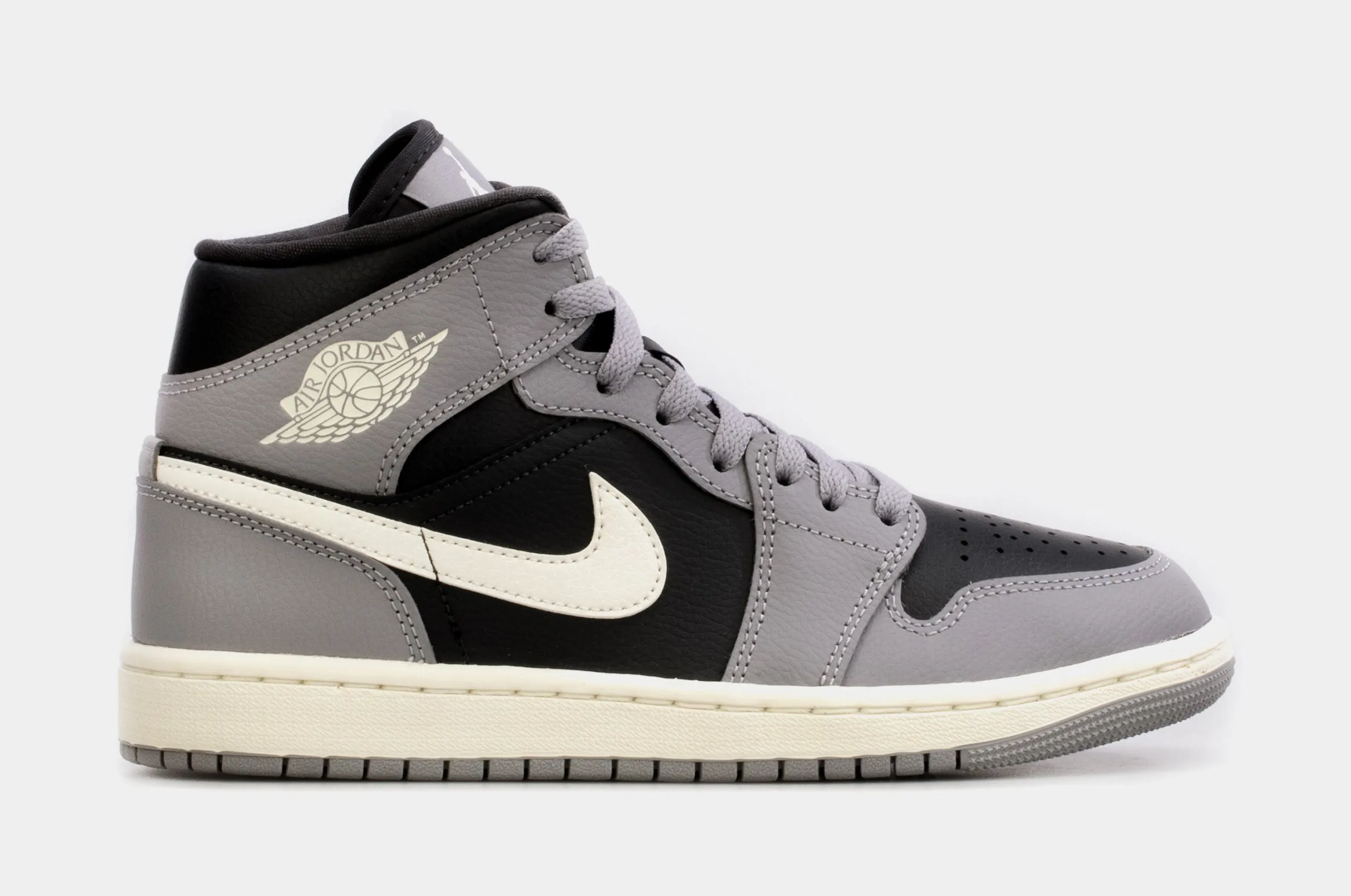 Air Jordan 1 Mid Cement Grey Womens Lifestyle Shoes (Grey/Black)