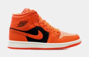 Air Jordan 1 Mid Orange Black Womens Lifestyle Shoes (Orange/Black)