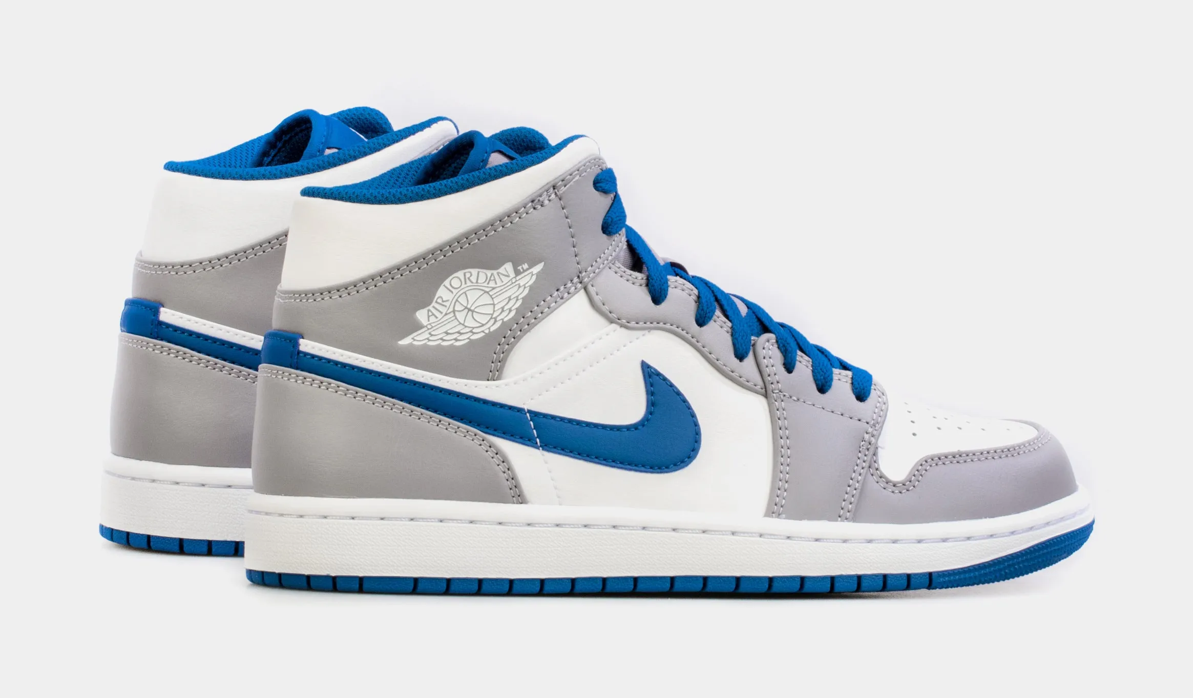 Air Jordan 1 Mid True Blue Mens Lifestyle Shoes (Grey/Blue)