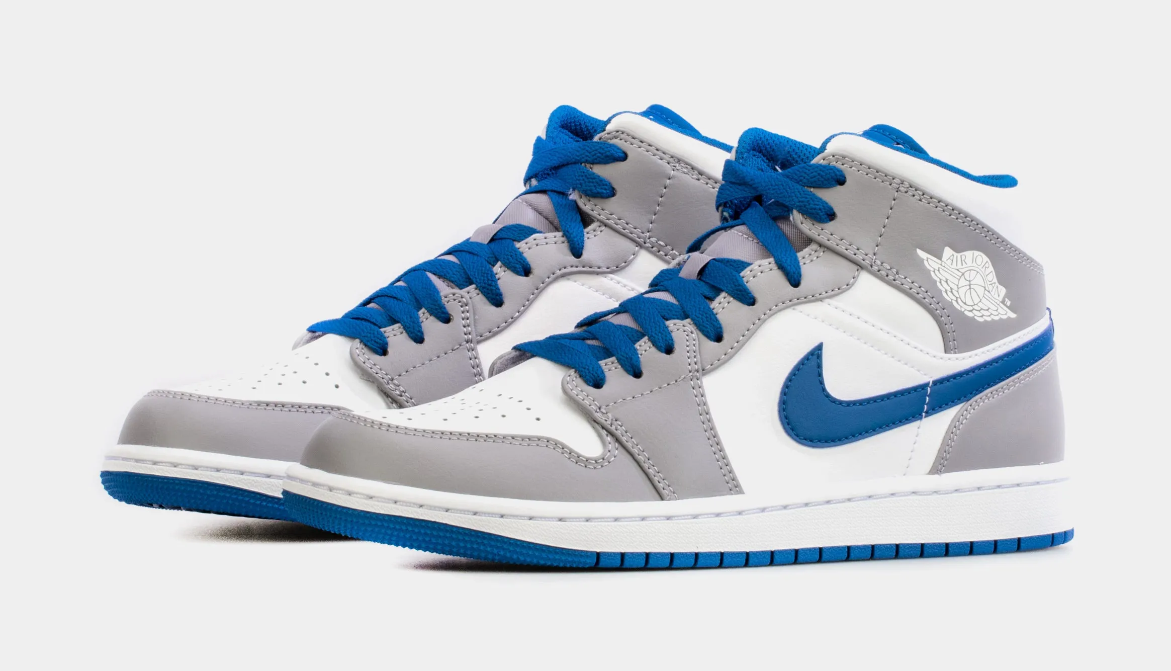 Air Jordan 1 Mid True Blue Mens Lifestyle Shoes (Grey/Blue)