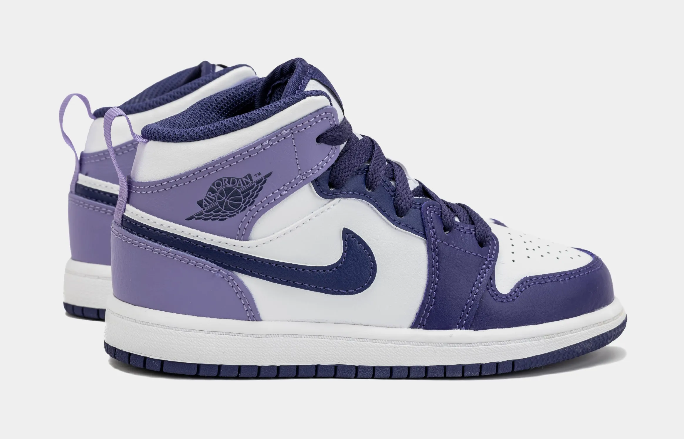 Air Jordan 1 Retro Mid Blueberry Preschool Lifestyle Shoes (Purple)