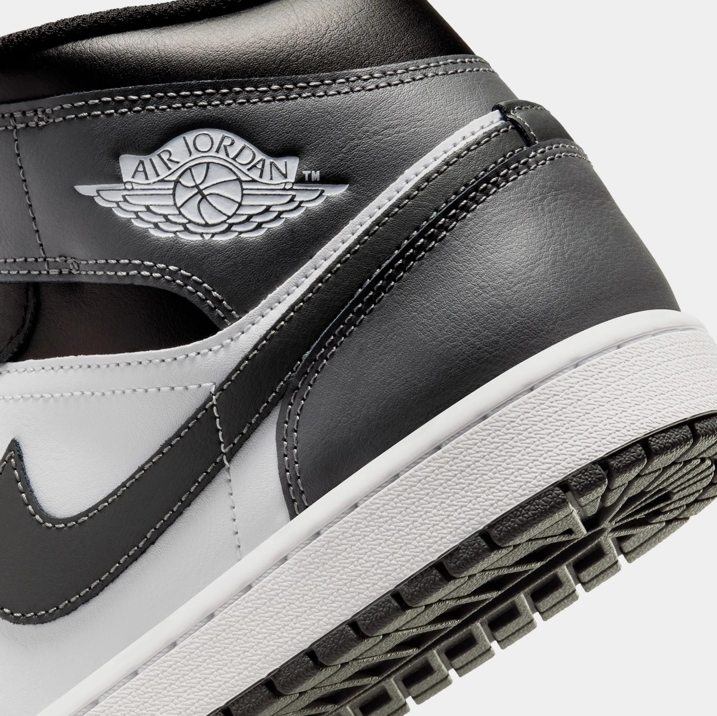 Air Jordan 1 Retro Mid Iron Grey Mens Lifestyle Shoes (Black/Iron Grey/White)