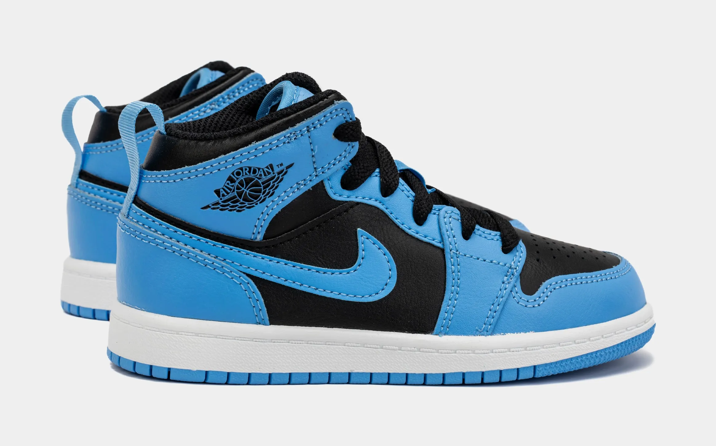 Air Jordan 1 Retro Mid University Blue Preschool Lifestyle Shoes (Black/Blue)