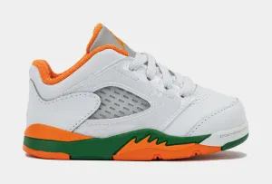 Air Jordan 5 Retro Low Hurricanes Infant Toddler Lifestyle Shoes (Football Grey/Brilliant Orange/Pine Green)