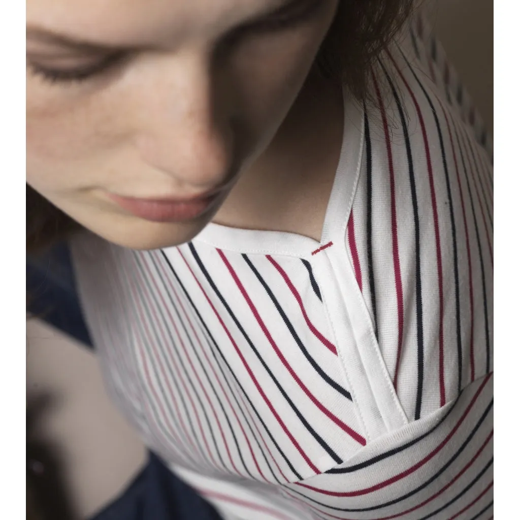 Amelie Striped Long Sleeve Tee - Pearl / SR Navy / Sangria