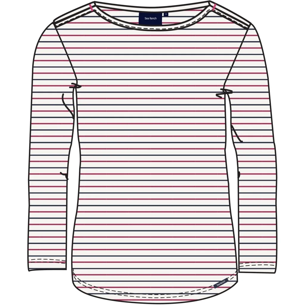 Amelie Striped Long Sleeve Tee - Pearl / SR Navy / Sangria