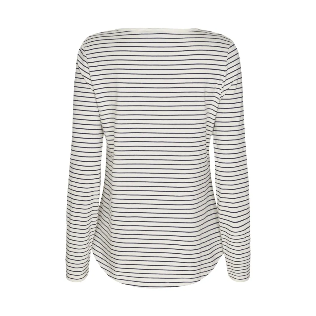 Amelie Striped Long Sleeve Tee - Pearl/SR Navy