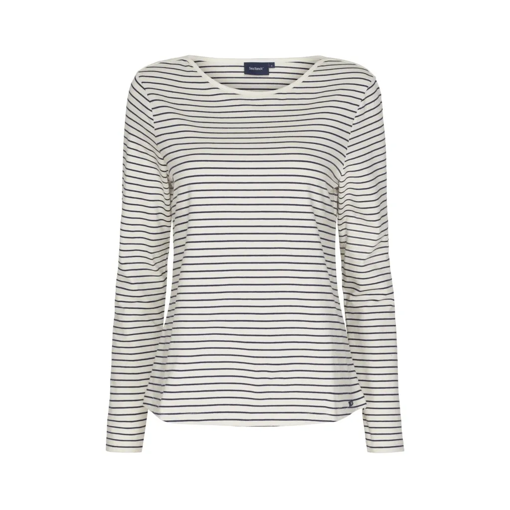 Amelie Striped Long Sleeve Tee - Pearl/SR Navy