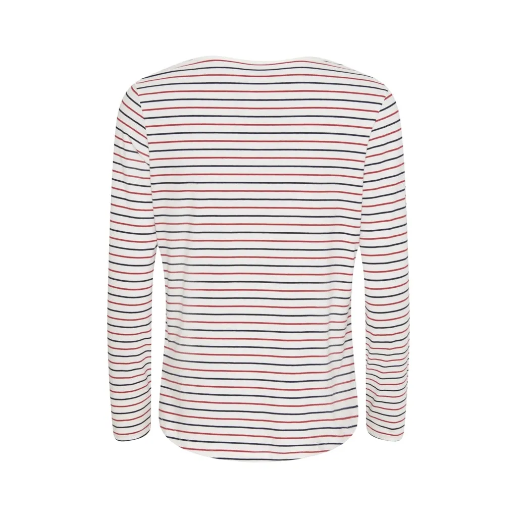 Amelie Striped Long Sleeve Tee - Pearl/SR Navy/Red