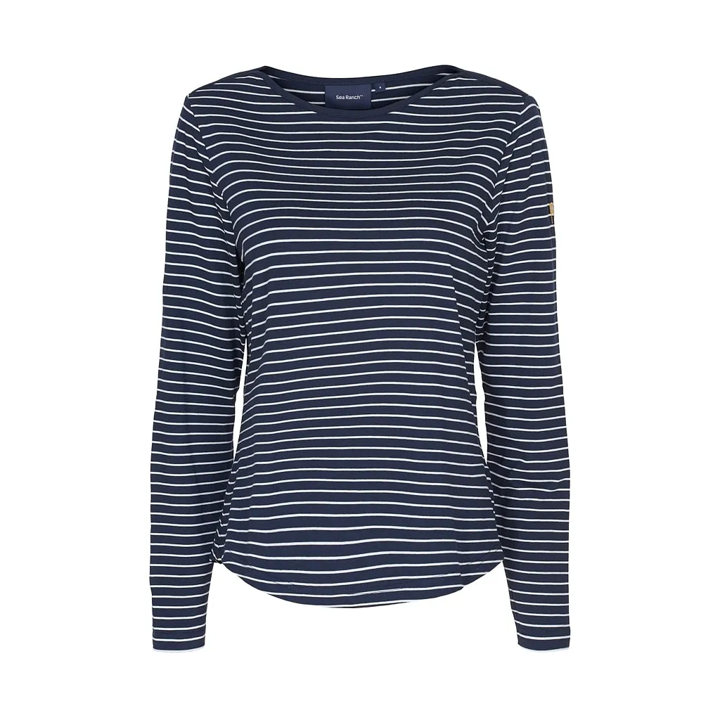 Amelie Striped Long Sleeve Tee - SR Navy/Pearl