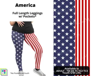 America Full Length Leggings w/ Pockets By ML&M