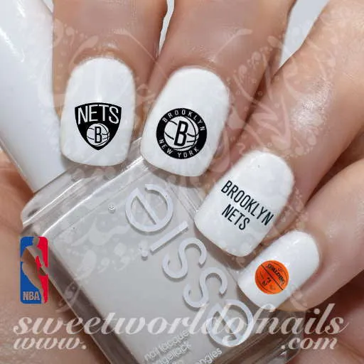 Brooklyn Nets Nail Art NBA Basketball Nail Water Decals Nail Transfers Wraps