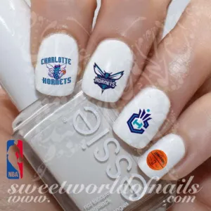 Charlotte Hornets Nail Art NBA Basketball Nail Water Decals Water Slides