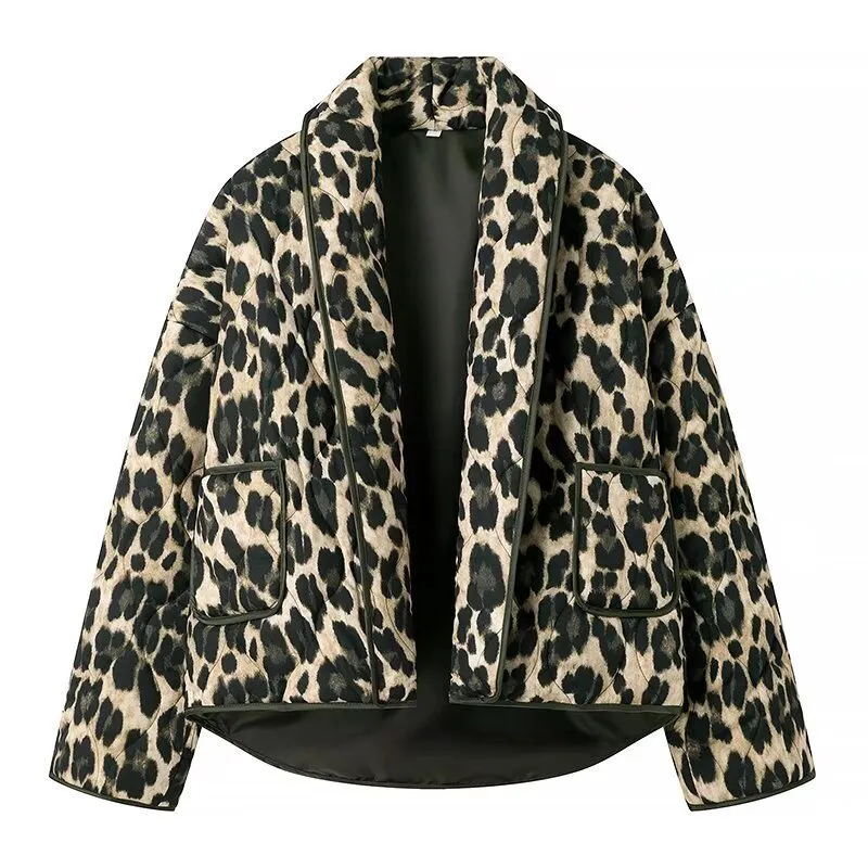 Fashion All-match Cardigan Printed Leopard Print Jacket