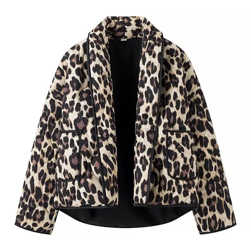 Fashion All-match Cardigan Printed Leopard Print Jacket