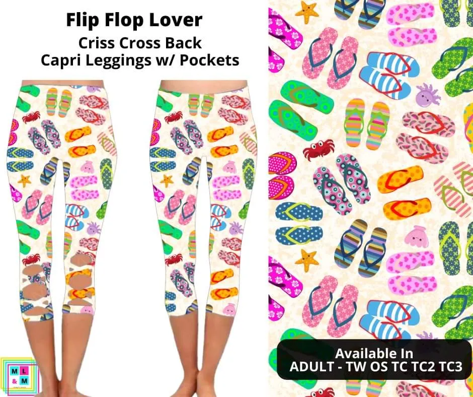 Flip Flop Lover Criss Cross Capri w/ Pockets by ML&M