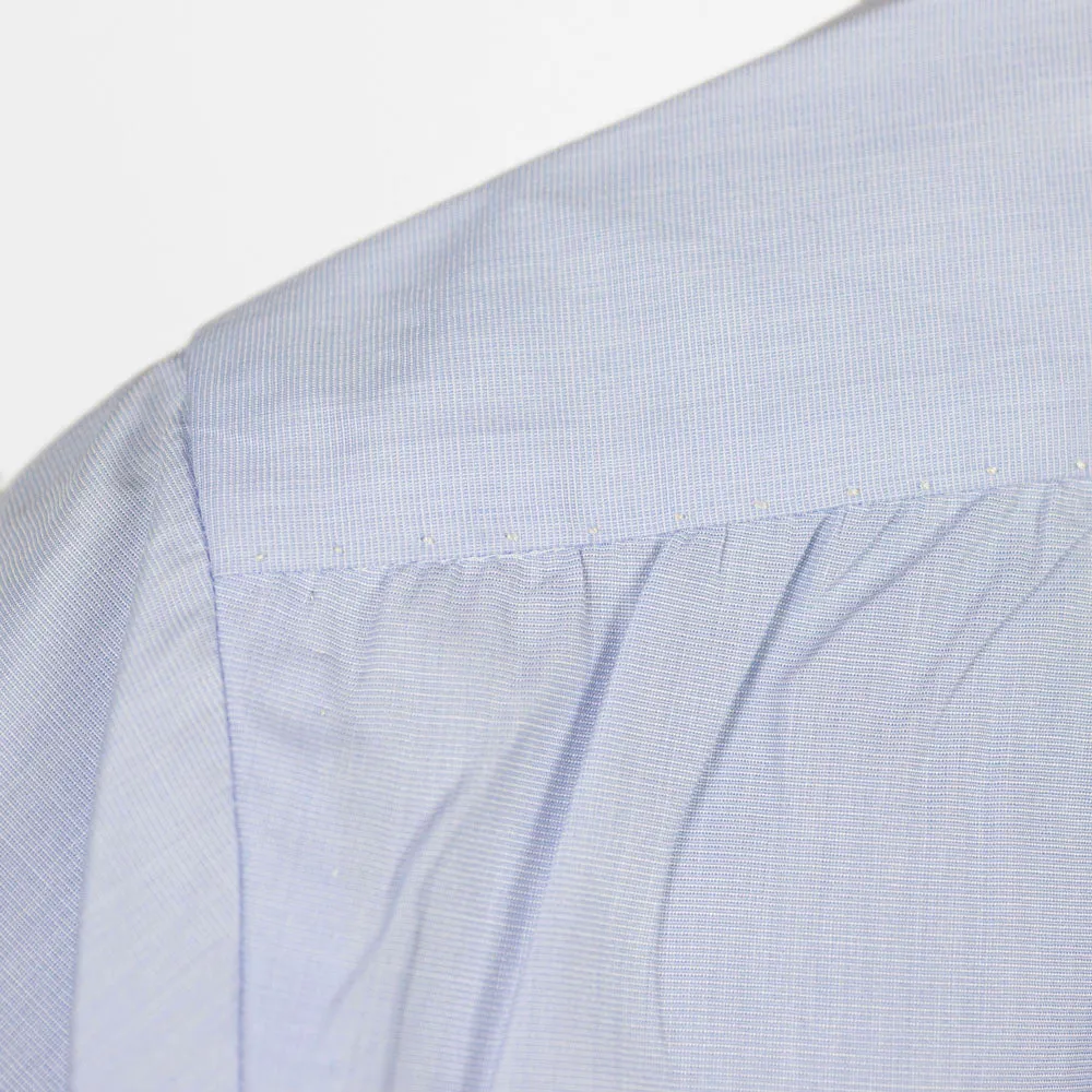 Hand-sewn pale blue end-on-end cotton shirt, spread collar (restock)