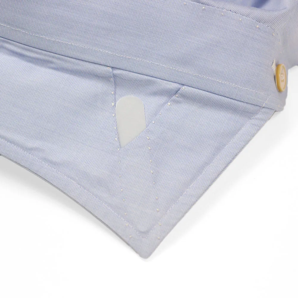 Hand-sewn pale blue end-on-end cotton shirt, spread collar (restock)