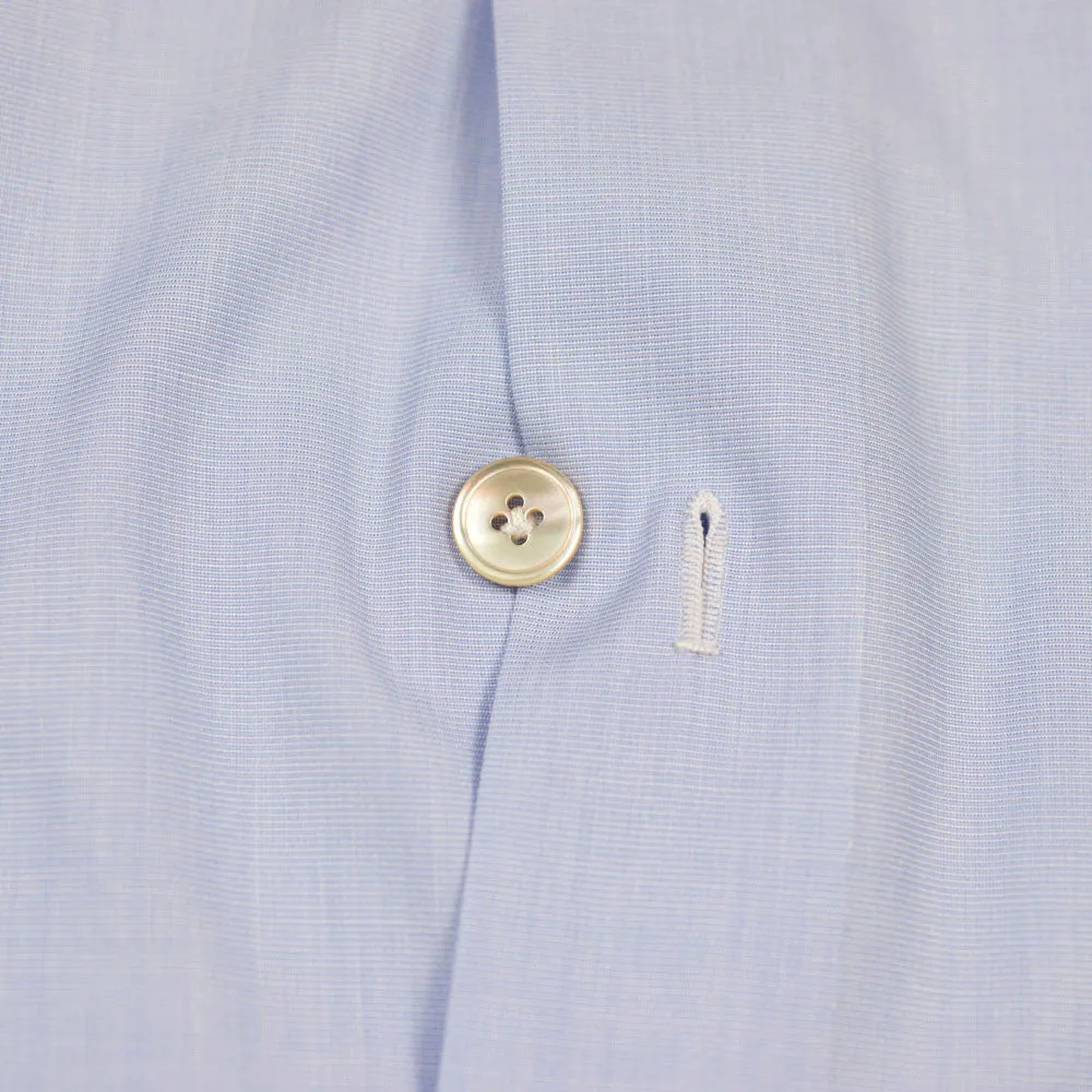 Hand-sewn pale blue end-on-end cotton shirt, spread collar (restock)