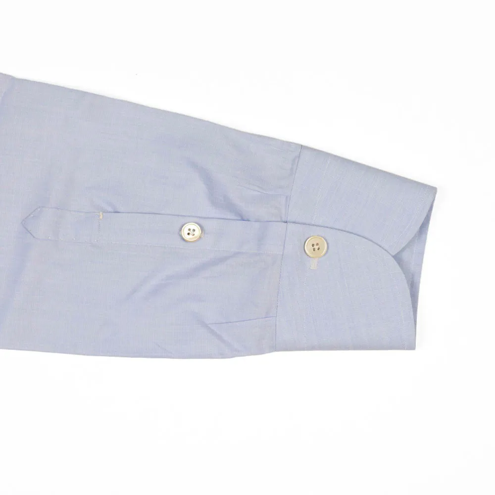 Hand-sewn pale blue end-on-end cotton shirt, spread collar (restock)