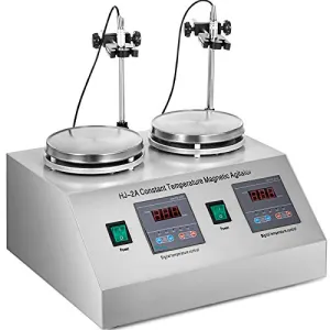 Happybuy Adjustable 2 Heads Dual Magnetic Stirrer，200W Multi Unit Digital Thermostatic Magnetic Mixer，Lab Magnetic Mixer and Hotplate 0-1600 RPM，Magnetic Stirrer Mixer with Stirring Bar (110V)