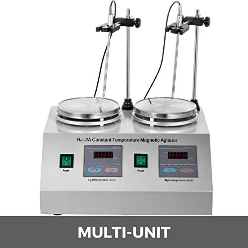 Happybuy Adjustable 2 Heads Dual Magnetic Stirrer，200W Multi Unit Digital Thermostatic Magnetic Mixer，Lab Magnetic Mixer and Hotplate 0-1600 RPM，Magnetic Stirrer Mixer with Stirring Bar (110V)