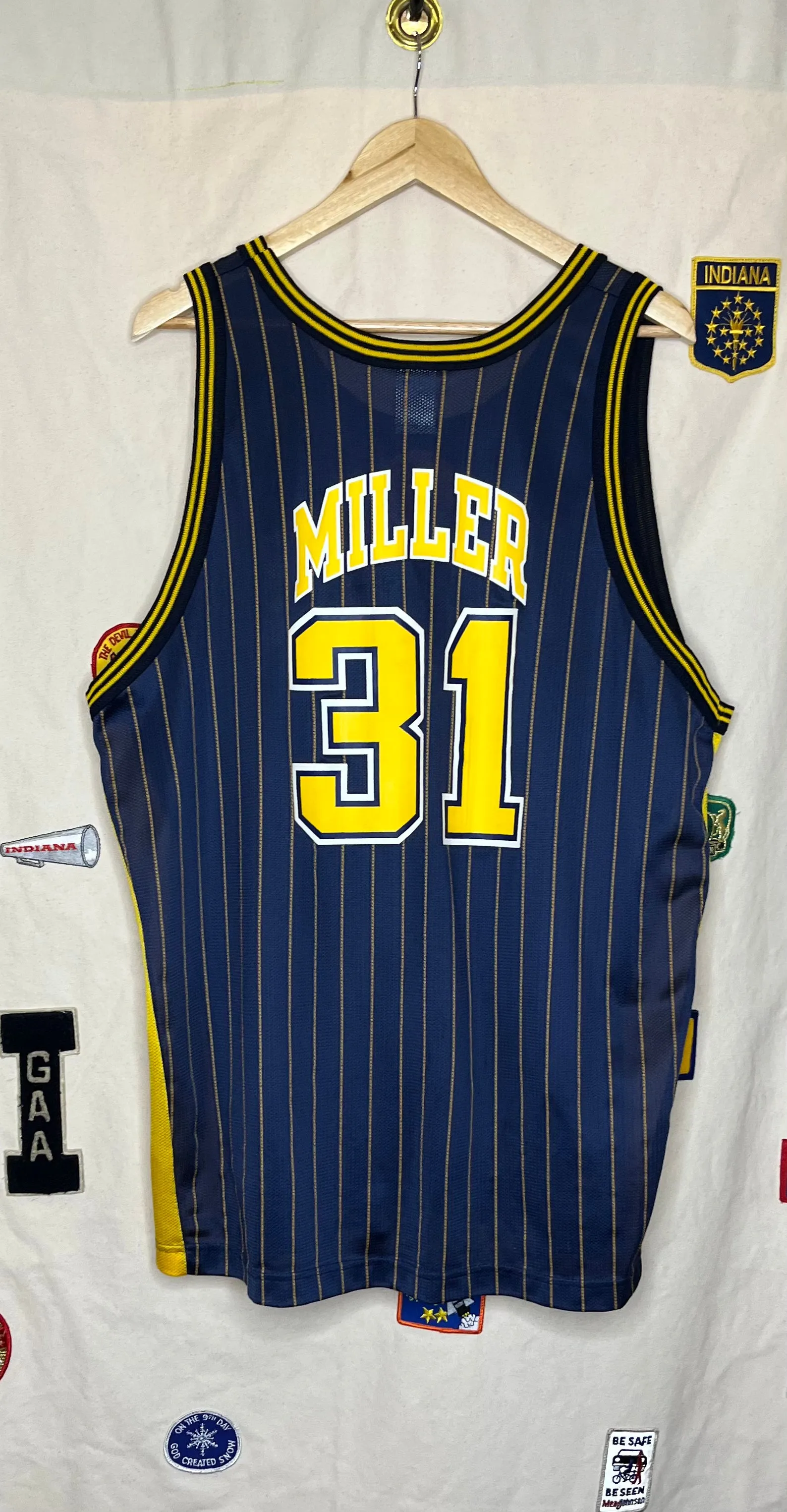 Indiana Pacers Reggie Miller Champion Pinstripe Jersey: XL