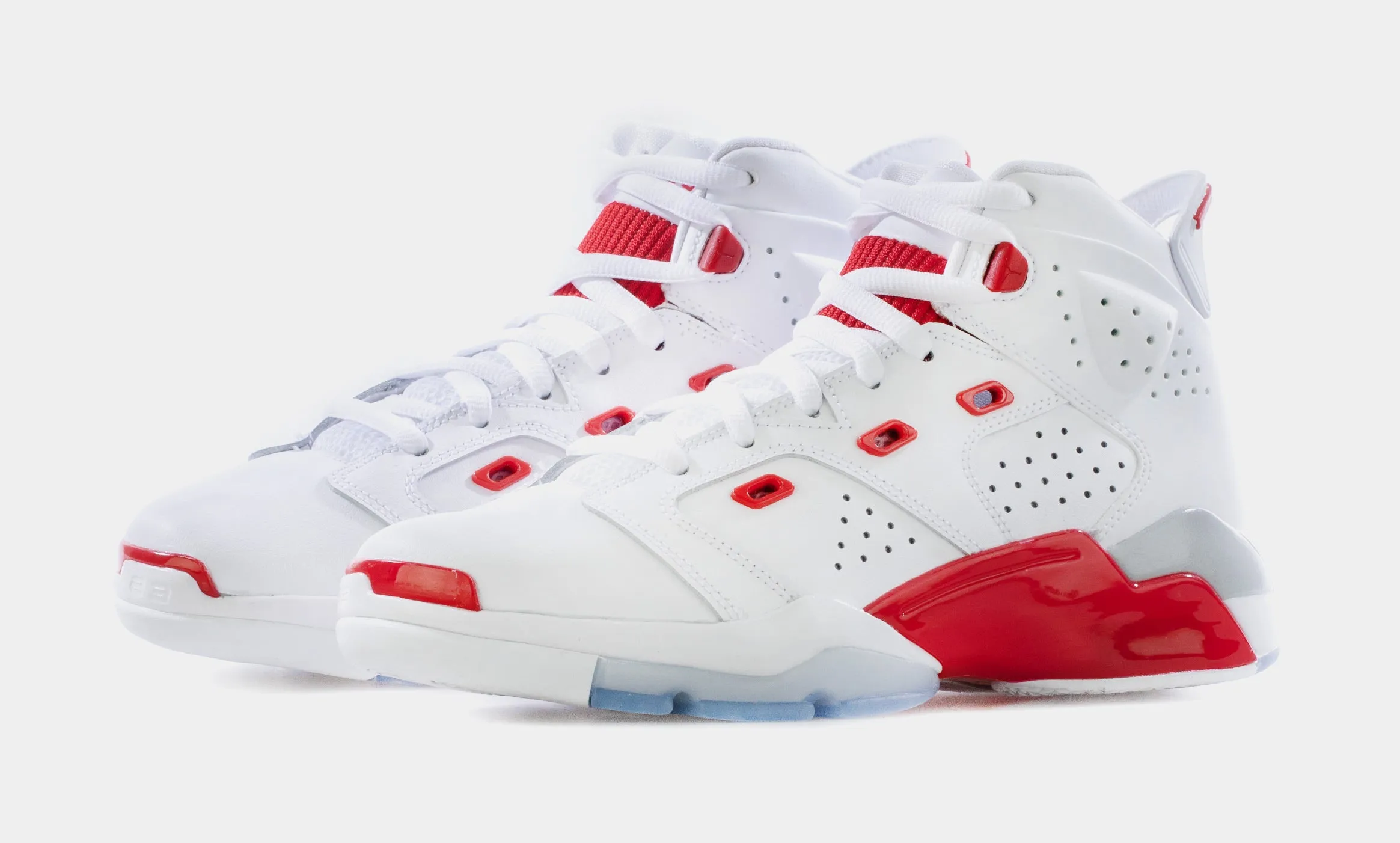 Jordan 6-17-23 Fire Red Grade School Basketball Shoes (White)