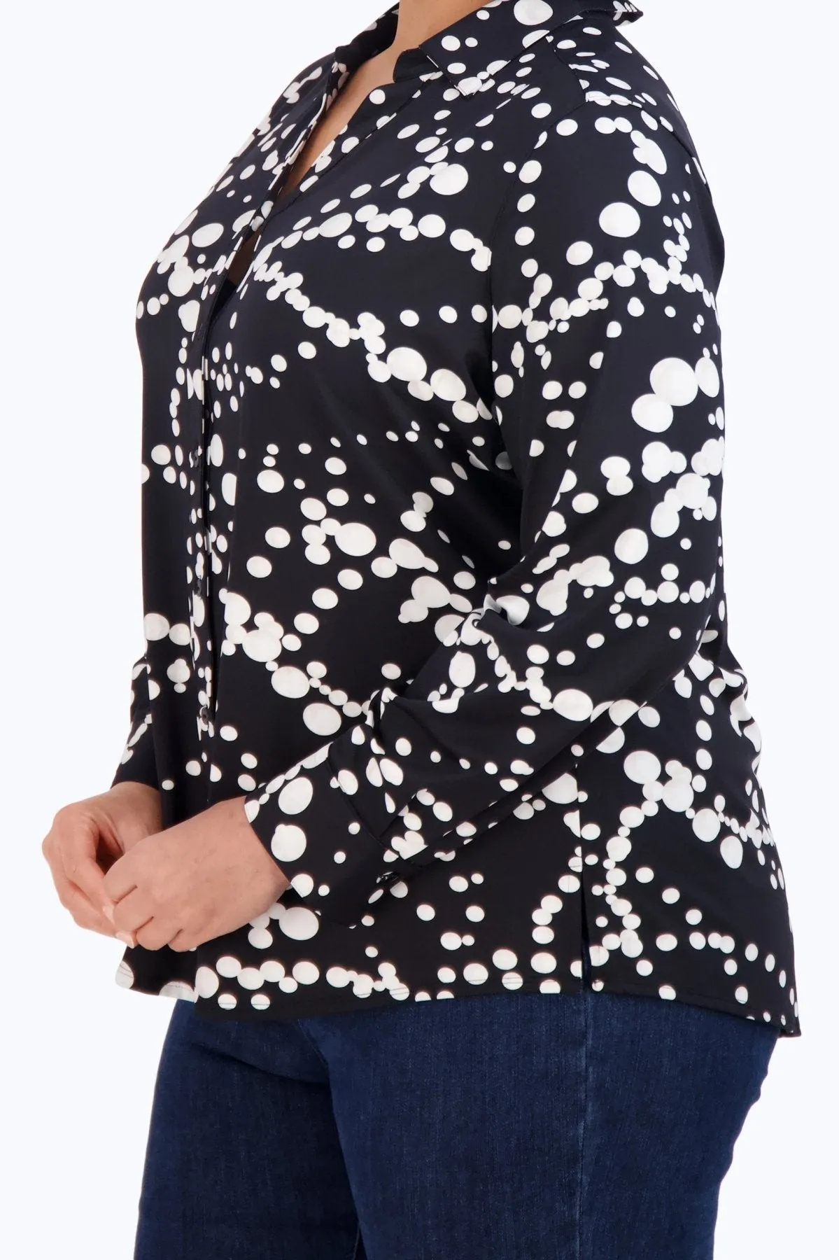 Mary Plus Draped Pearls Jersey Shirt