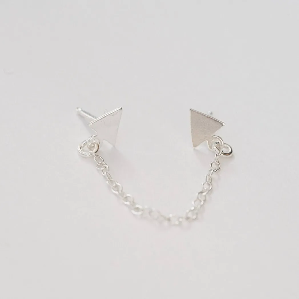 Triangle Chain Drop Earring in Sterling Silver