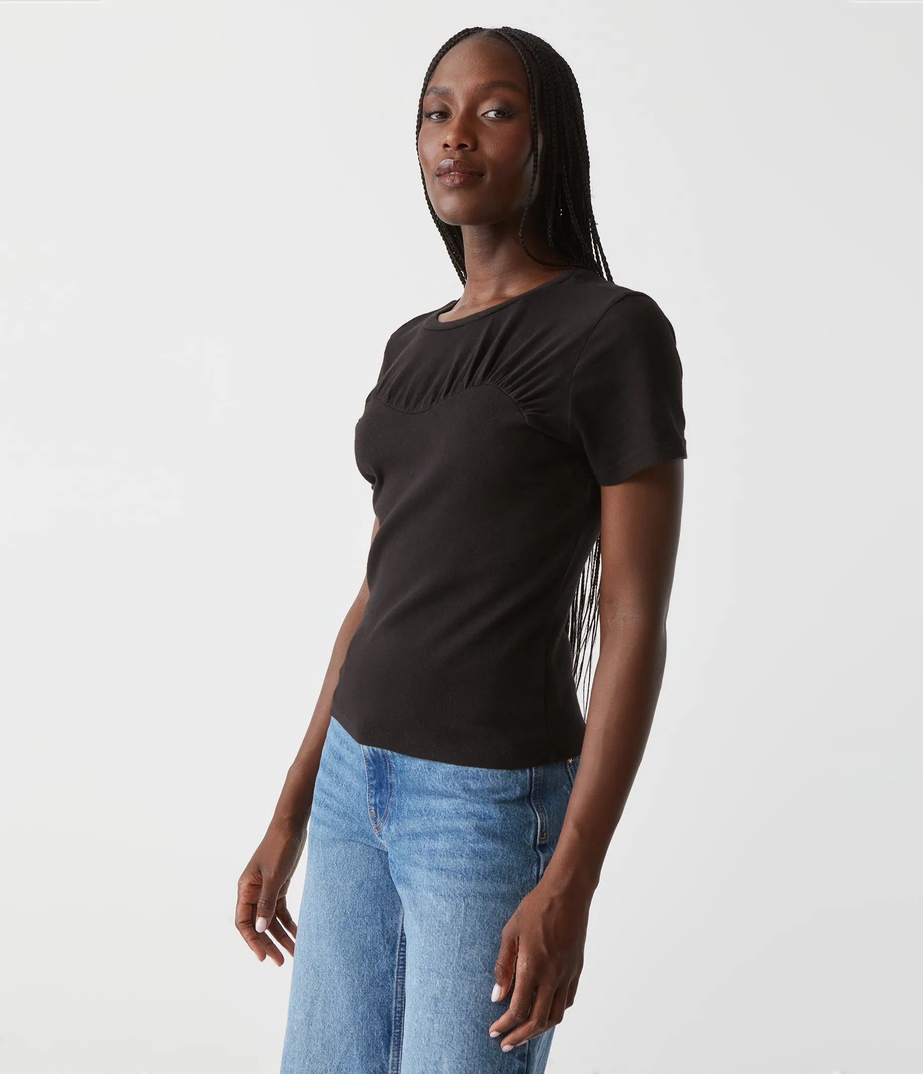 Victoria Mixed Fabric Tee