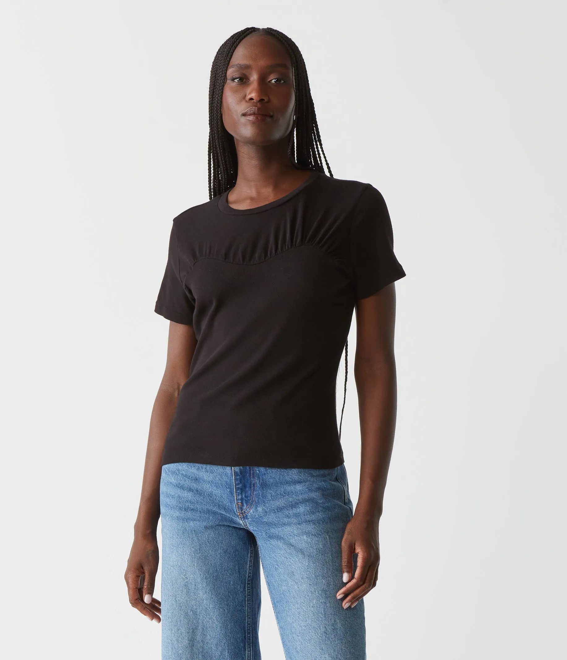 Victoria Mixed Fabric Tee