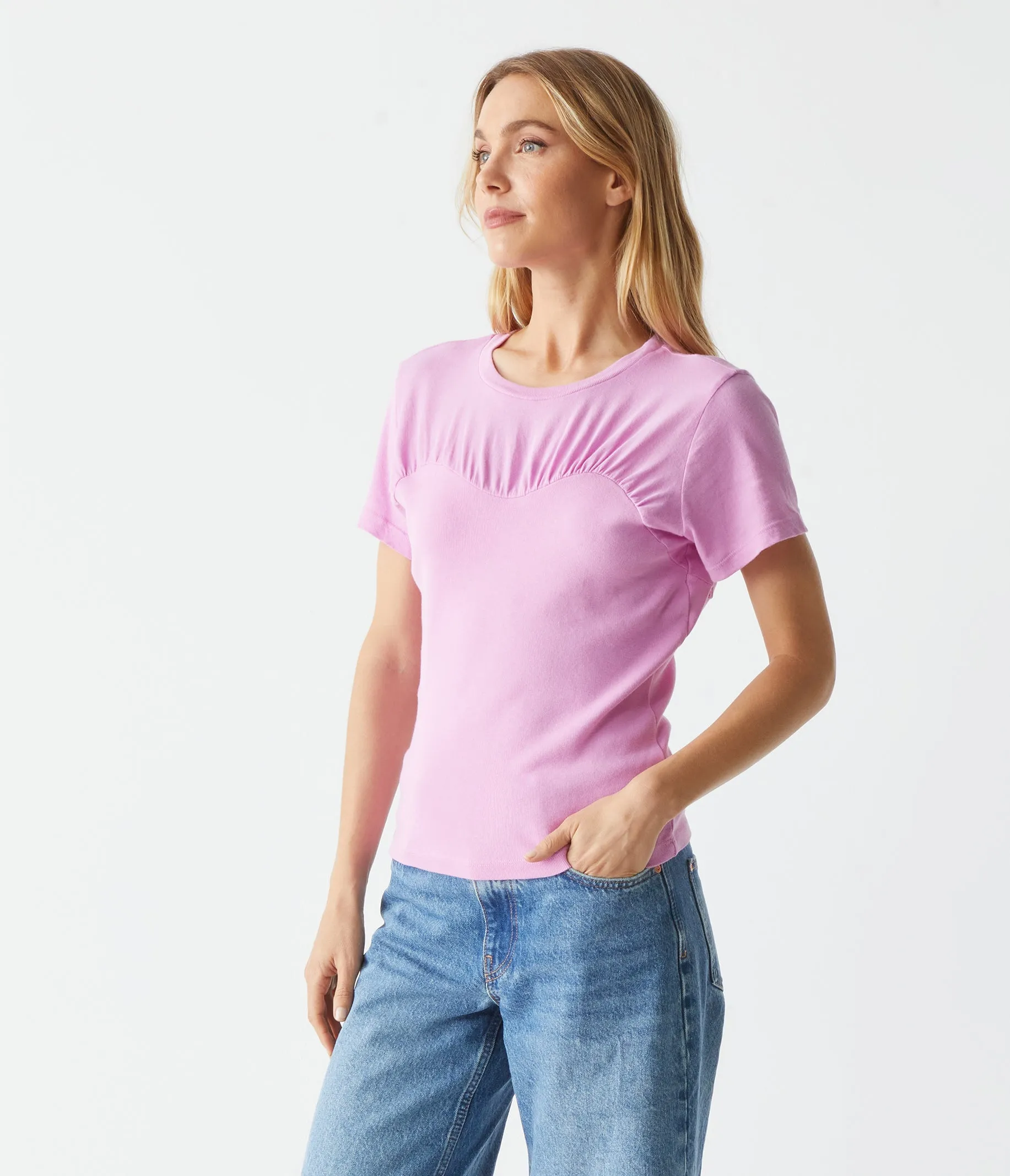 Victoria Mixed Fabric Tee