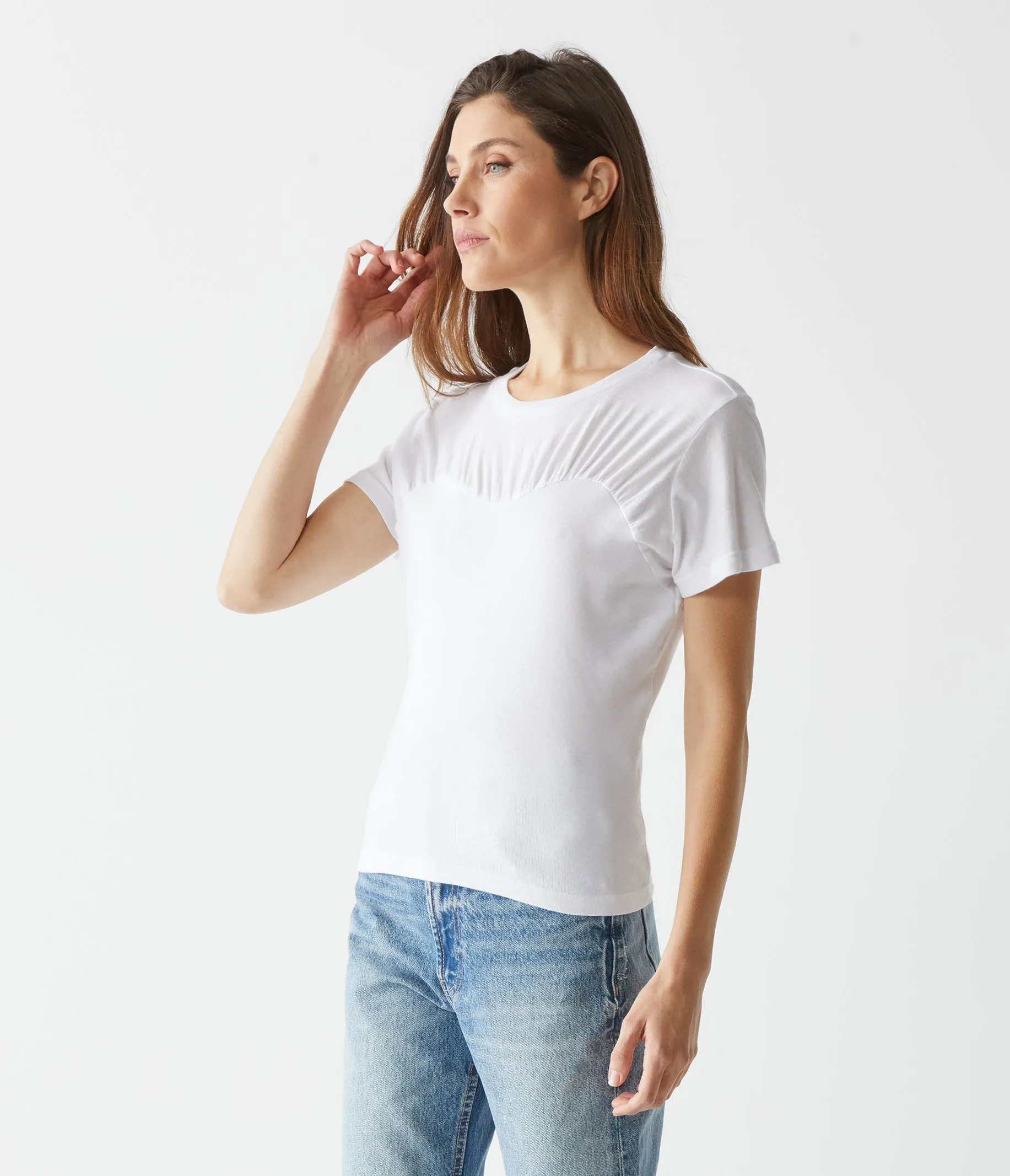 Victoria Mixed Fabric Tee