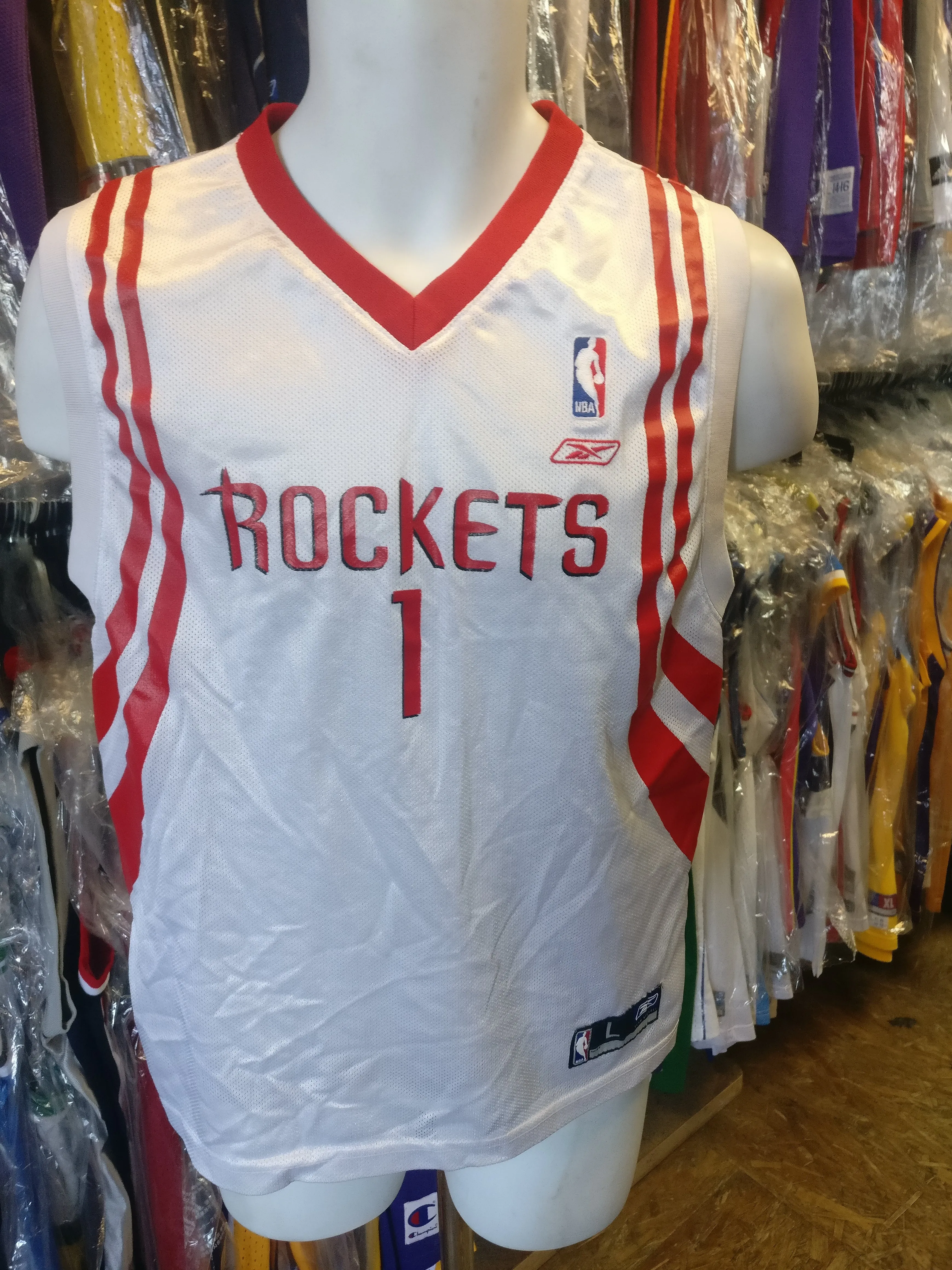 Vintage #1 TRACY McGRADY Houston Rockets NBA Reebok Jersey YL