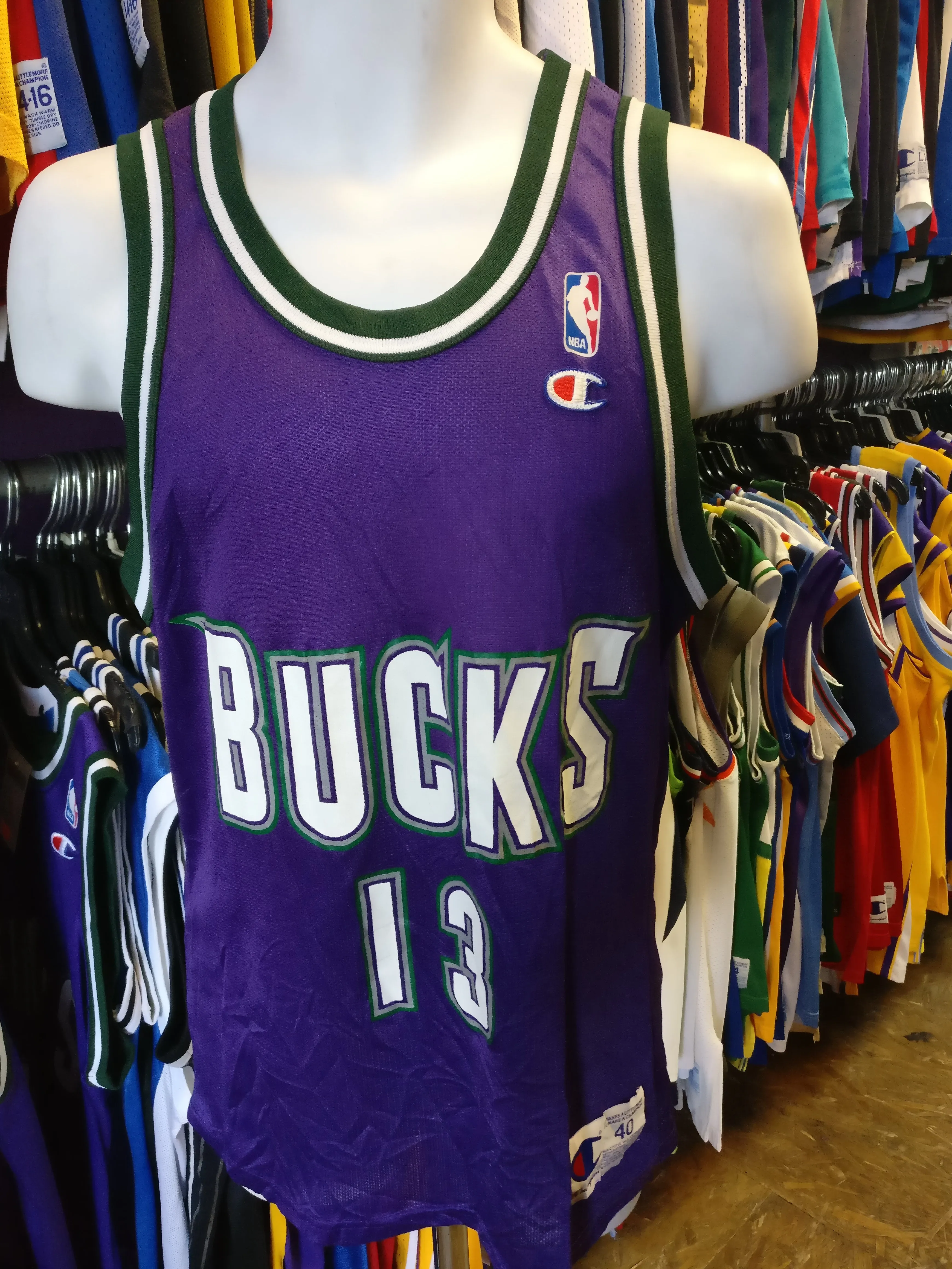 Vintage #13 GLENN ROBINSON Milwaukee Bucks NBA Champion Jersey 40