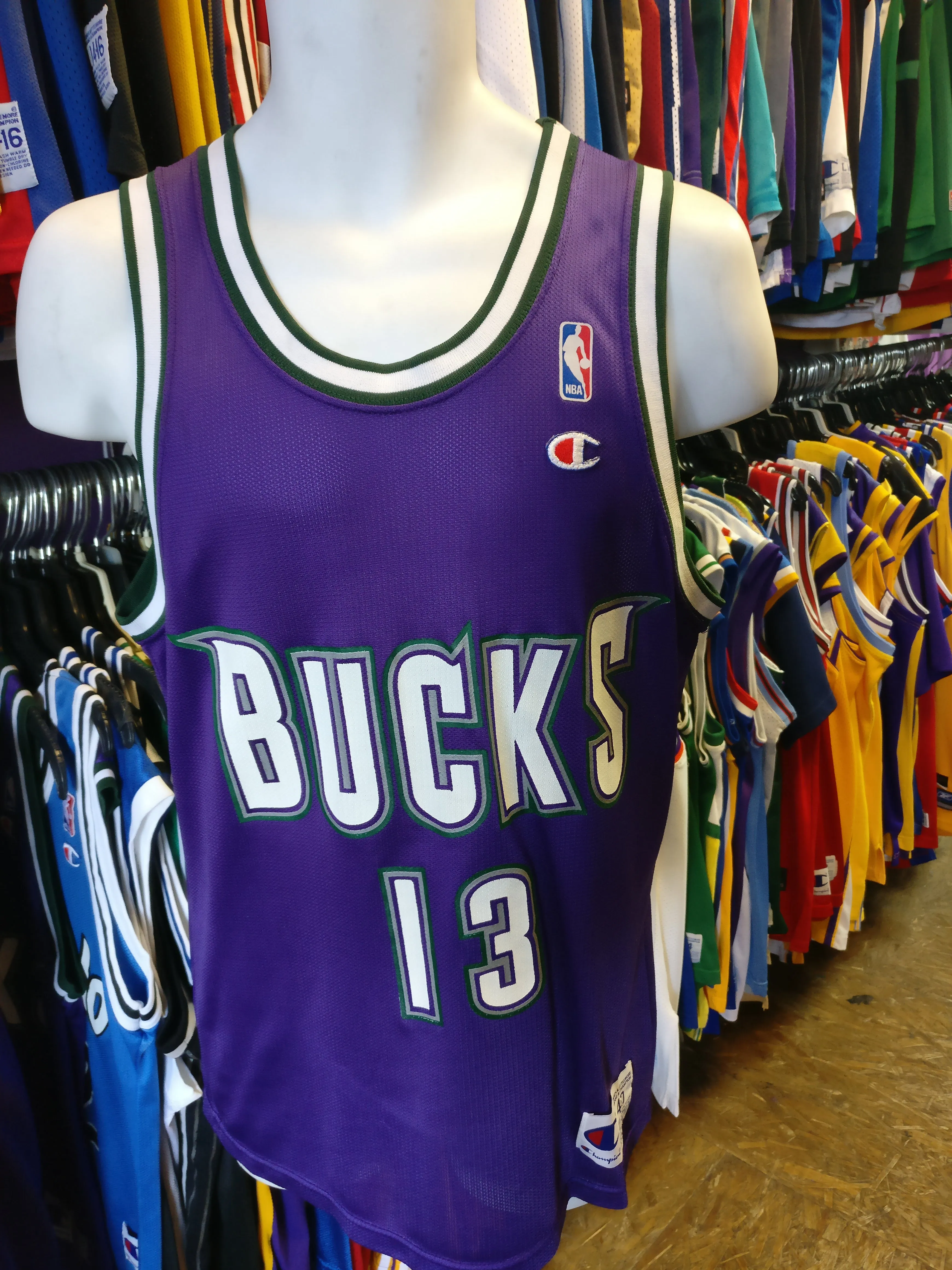 Vintage #13 GLENN ROBINSON Milwaukee Bucks NBA Champion Jersey 40