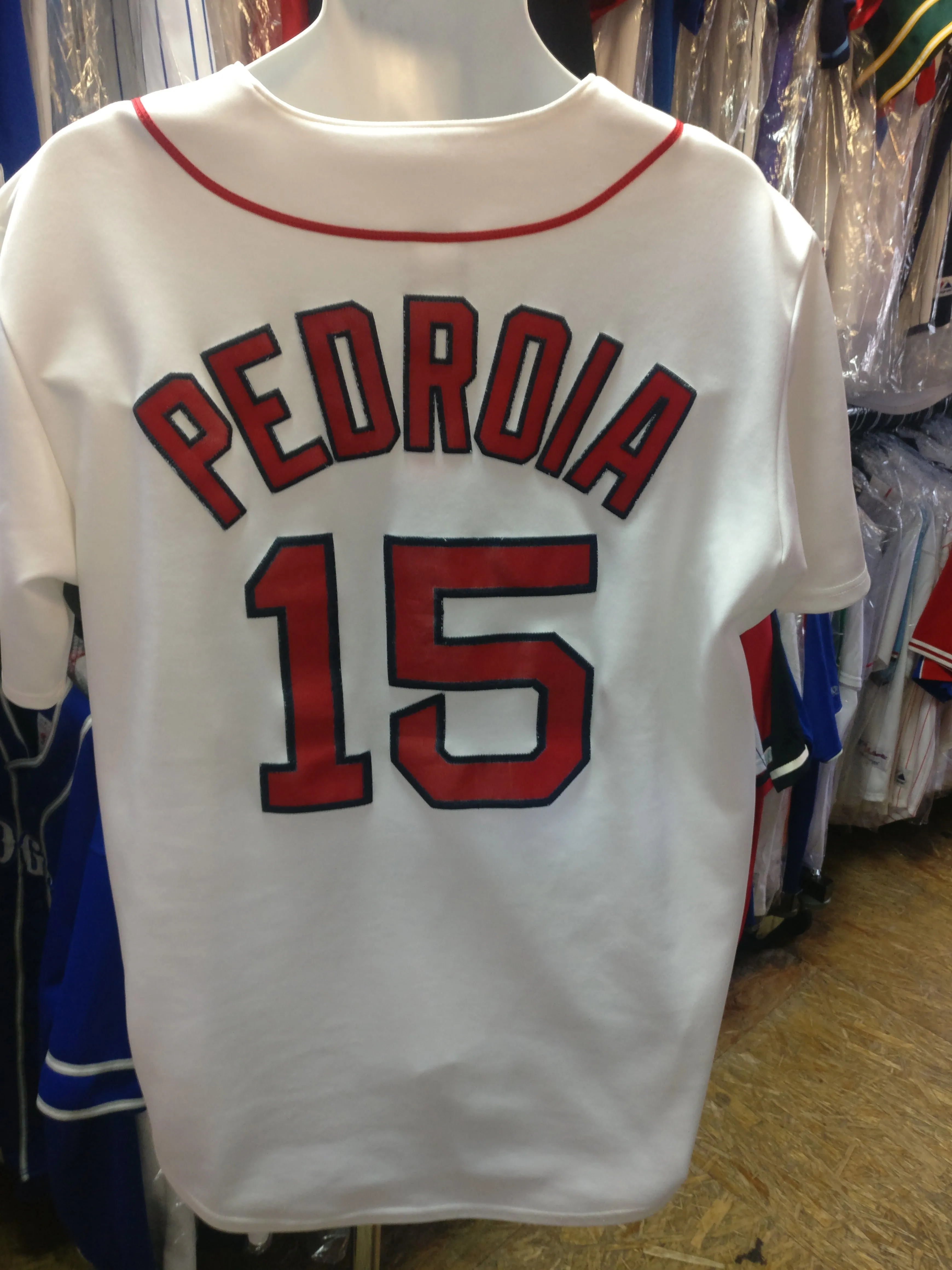 Vintage #15 DUSTIN PEDROIA Boston Red Sox MLB Majestic Jersey XL