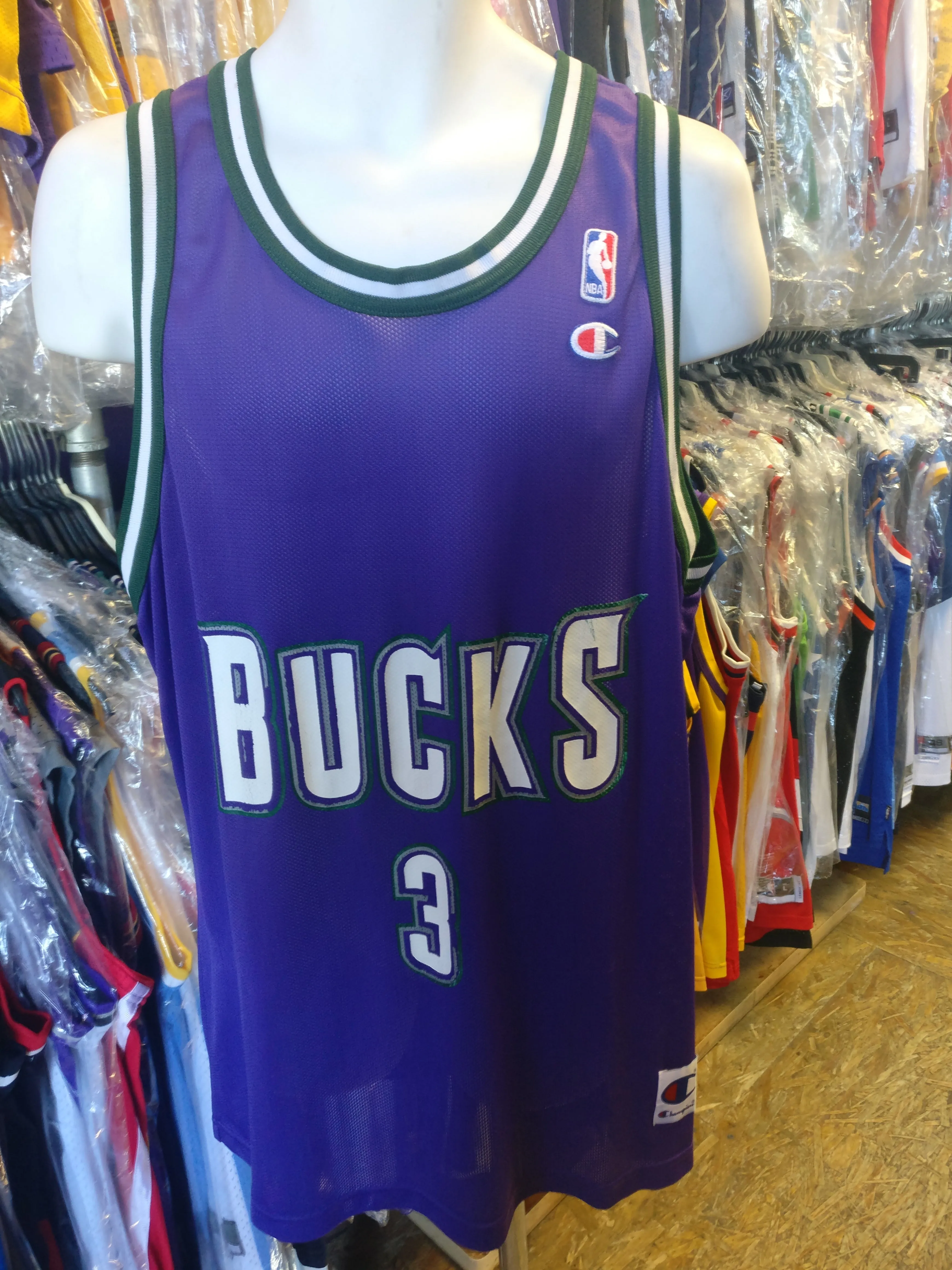 Vintage #3 SHAWN RESPERT Milwaukee Bucks NBA Champion Jersey 48