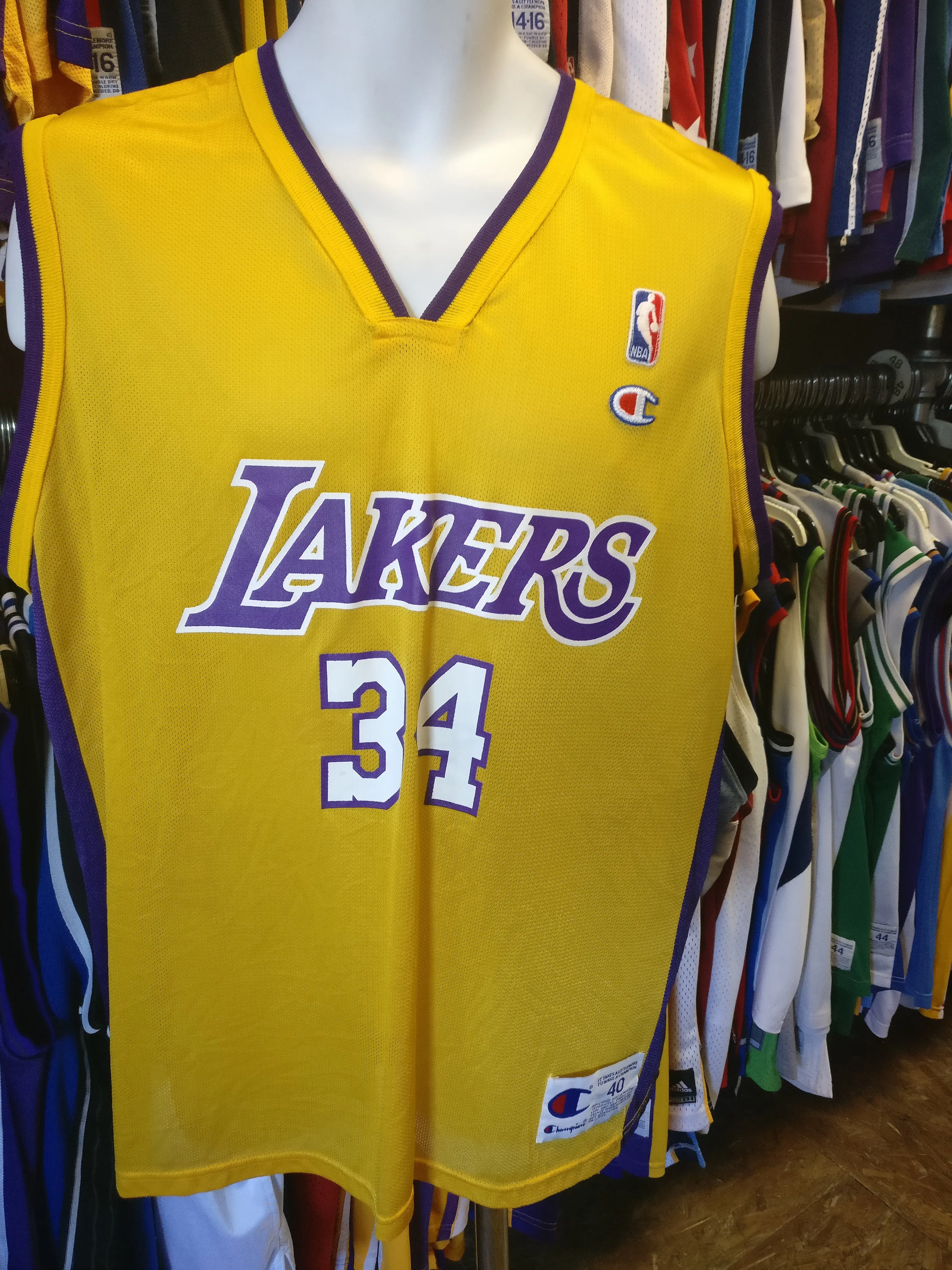 Vintage #34 SHAQUILLE O'NEAL Los Angeles Lakers NBA Champion Jersey 40