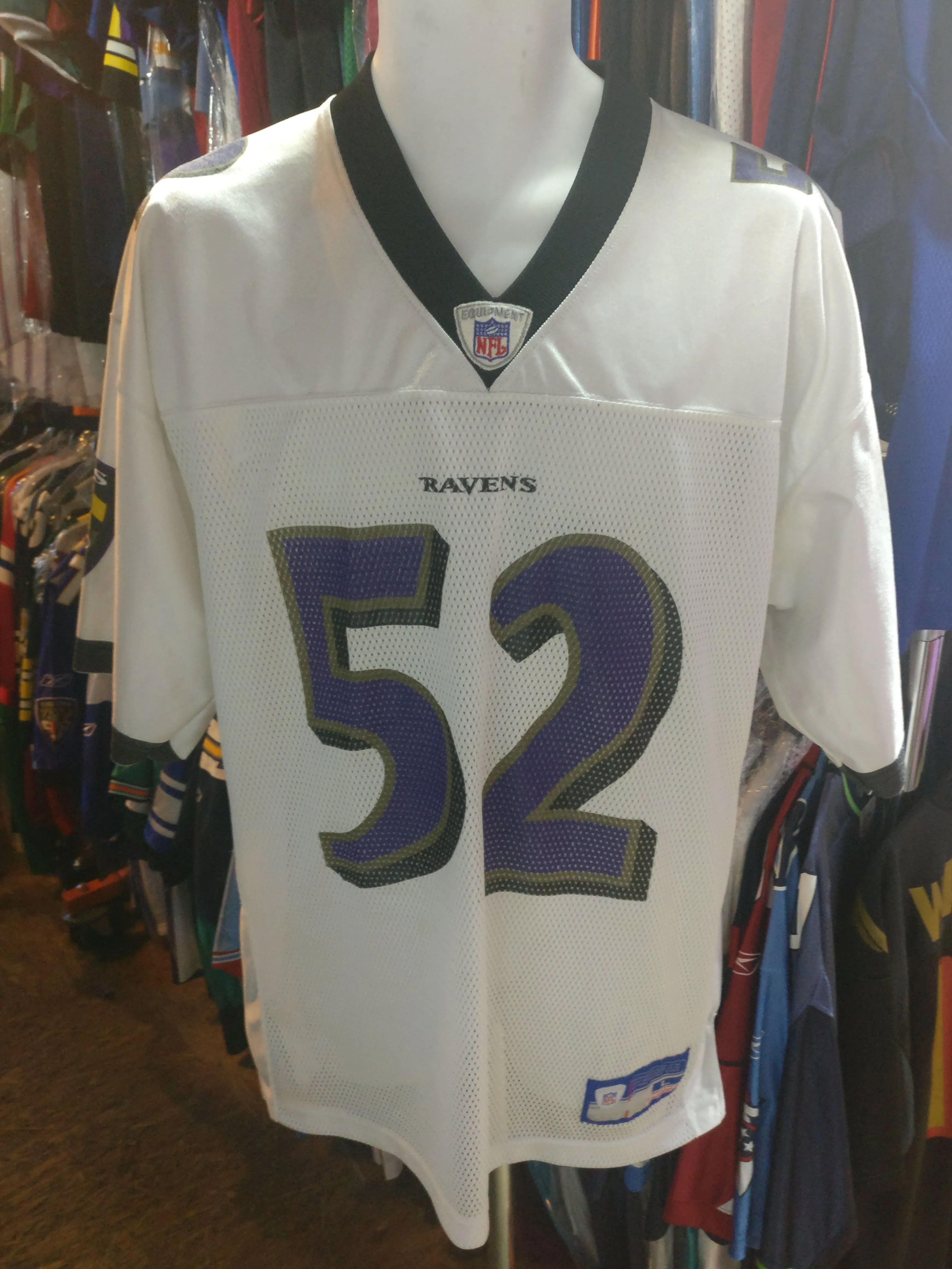 Vintage #52 RAY LEWIS Baltimore Ravens NFL Reebok Jersey L