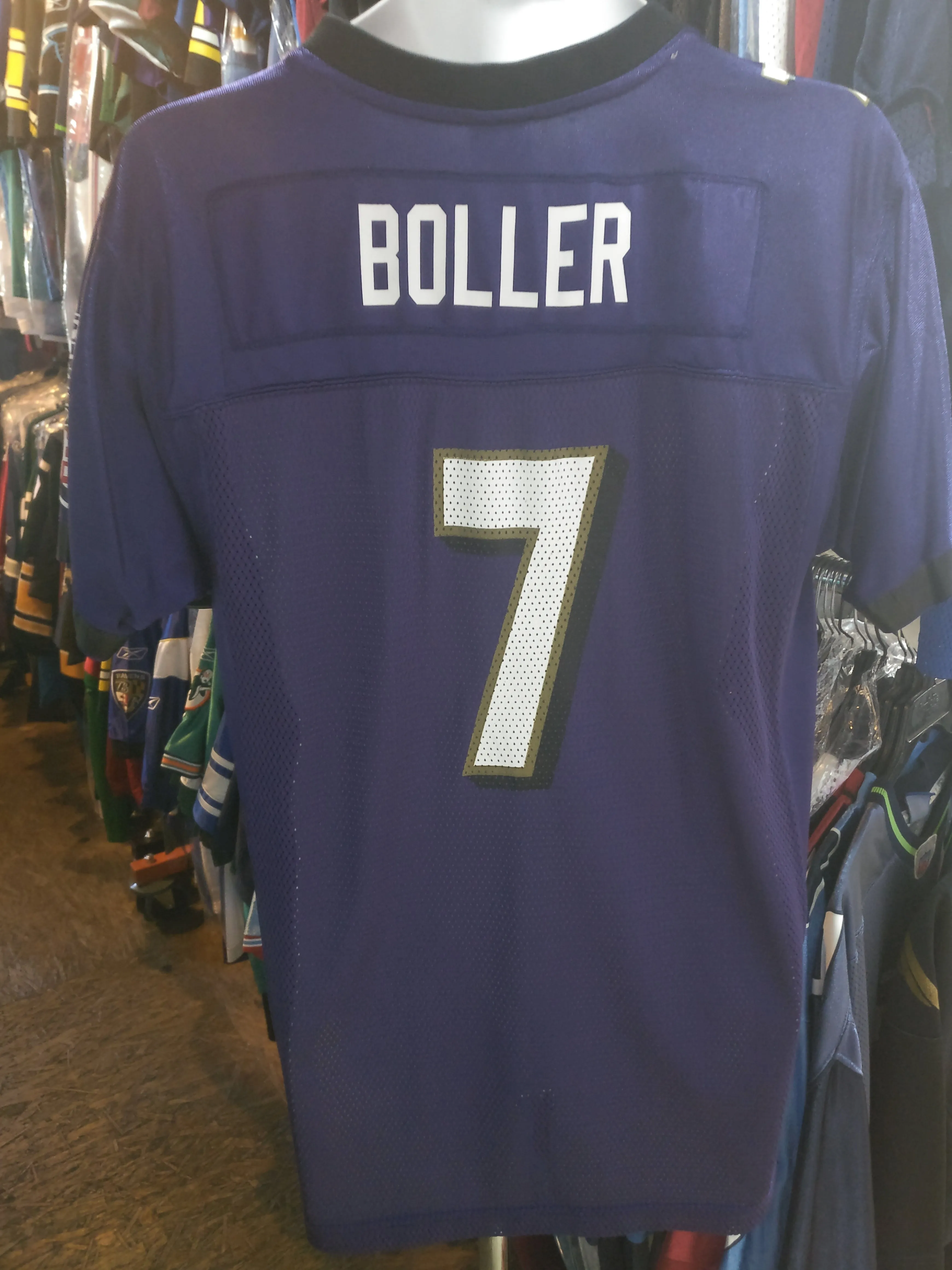 Vintage #7 KYLE BOLLER Baltimore Ravens NFL Reebok Jersey YXL