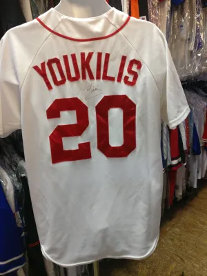 Vtg #20 KEVIN YOUKILIS Boston Red Sox MLB Majestic Jersey L (Signed)